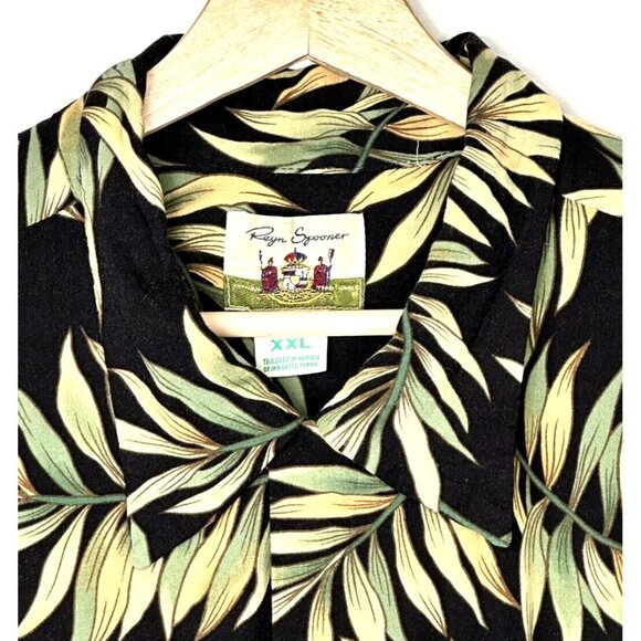 Reyn Spooner Hawaiian Shirt Mens Hibiscus Button Up Camp Short Sleeve Black XXL - Picture 3 of 10